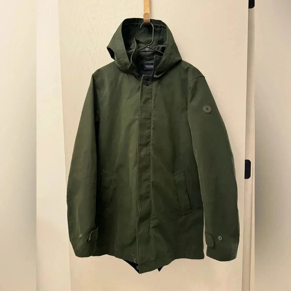 Scotch & Soda Other - Vintage Forest Green Scotch & Soda Parka Jacket Removable Hood Hidden Buttons